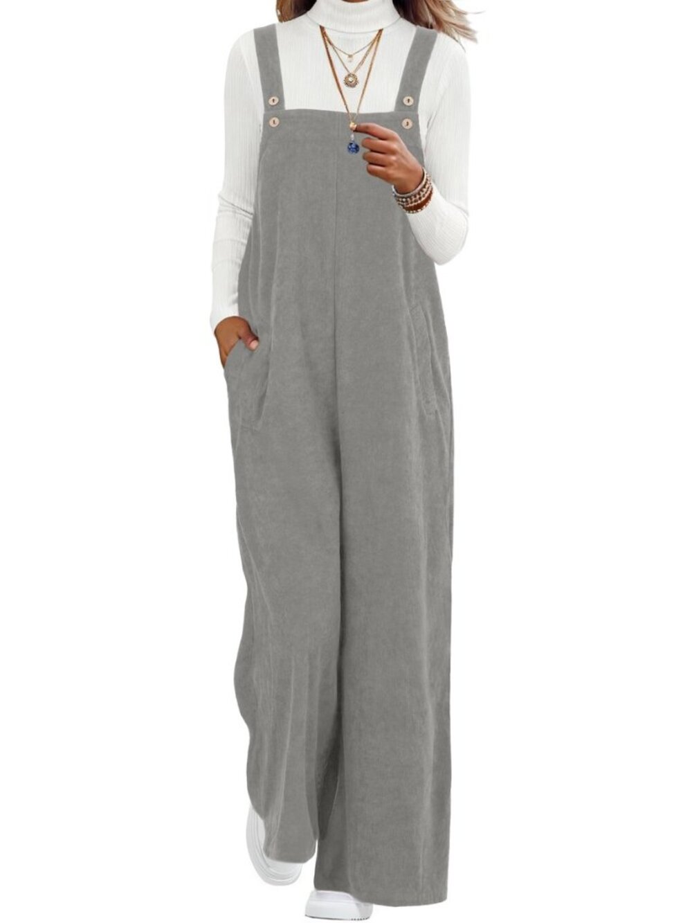 Corduroy Jumpsuits for Women Casual Wide Leg Rompers Fall